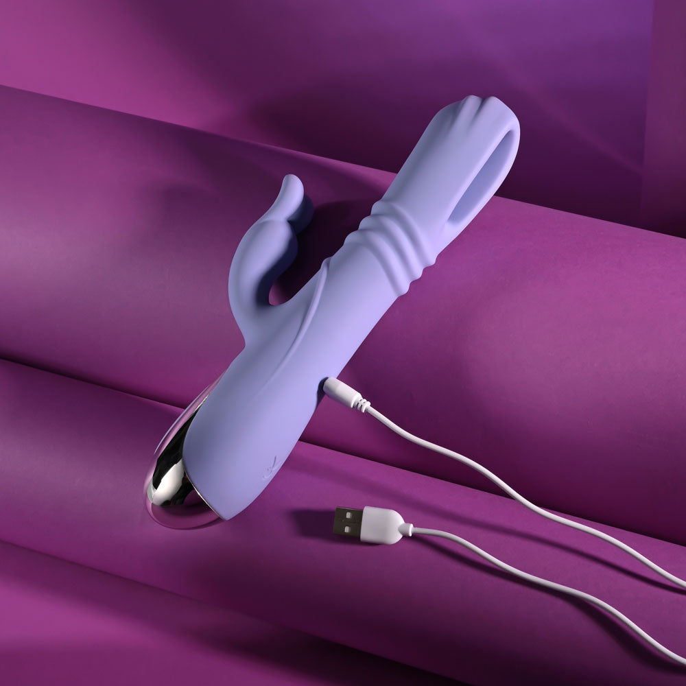 Playboy Pleasure TAP ME IN - Purple 24.2 cm USB Rechargeable Rabbit Vibrator with Tapping Shaft — view 9