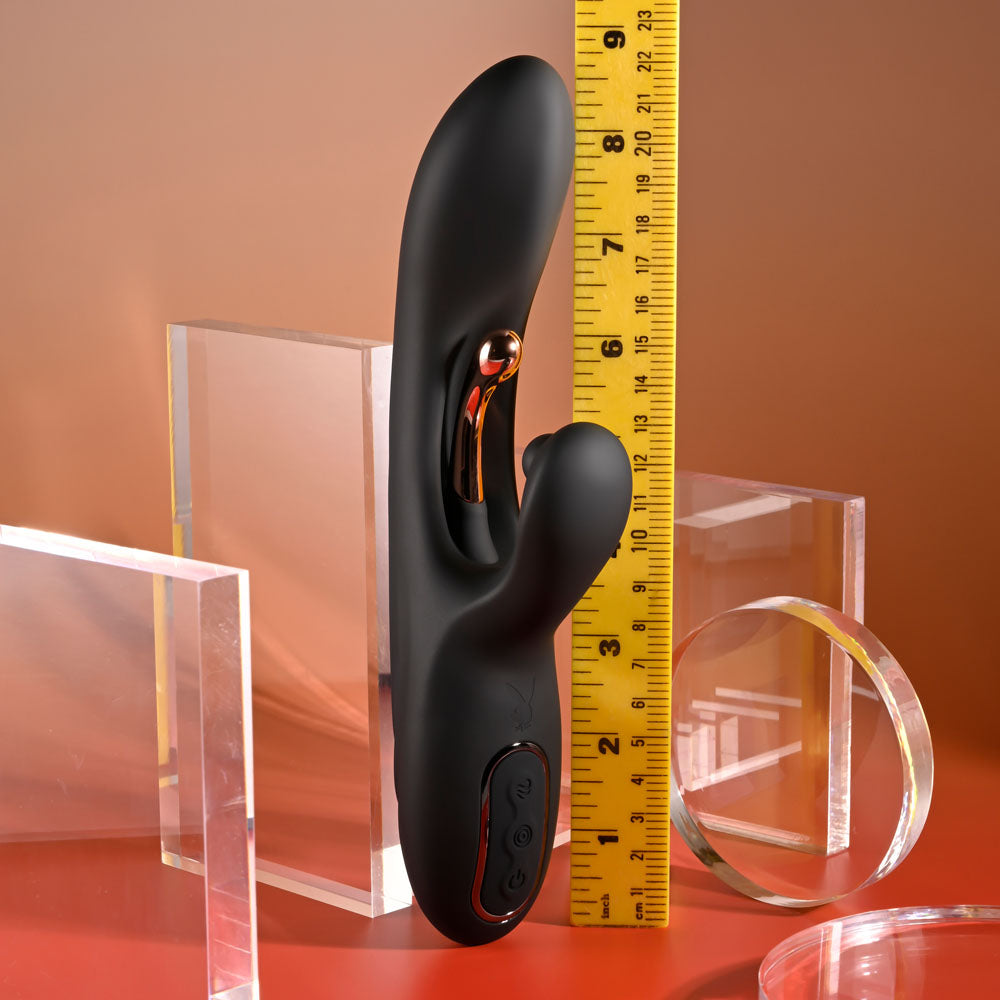 Playboy Pleasure AUREUS - Black 22.7 cm USB Rechargeable Rabbit Vibrator with Internal Flicker — view 8