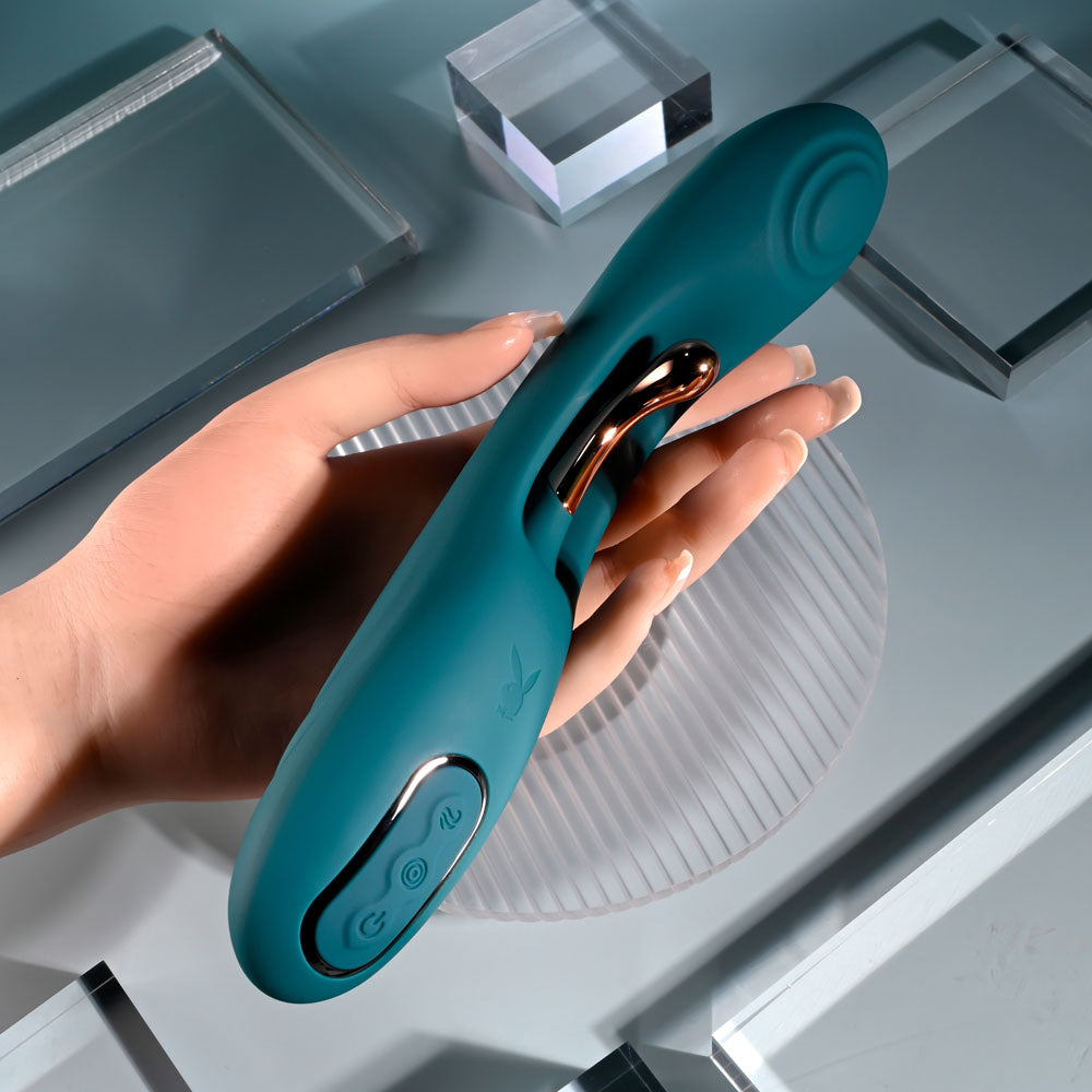 Playboy Pleasure AURELIE - Green 22.7 cm USB Rechargeable Vibrator with Internal Flicker — view 6
