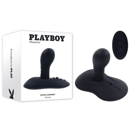 Playboy Pleasure SITTIN & SPINNIN - Black Spinning Vibrator & Grinder Pad with Remote buy online Australia