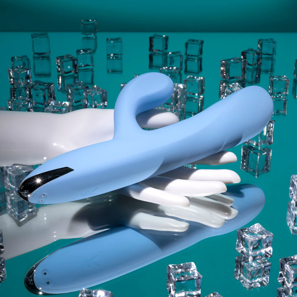 Playboy Pleasure UP AND AWAY - Blue 26.7 cm USB Rechargeable Rabbit Vibrator — view 6