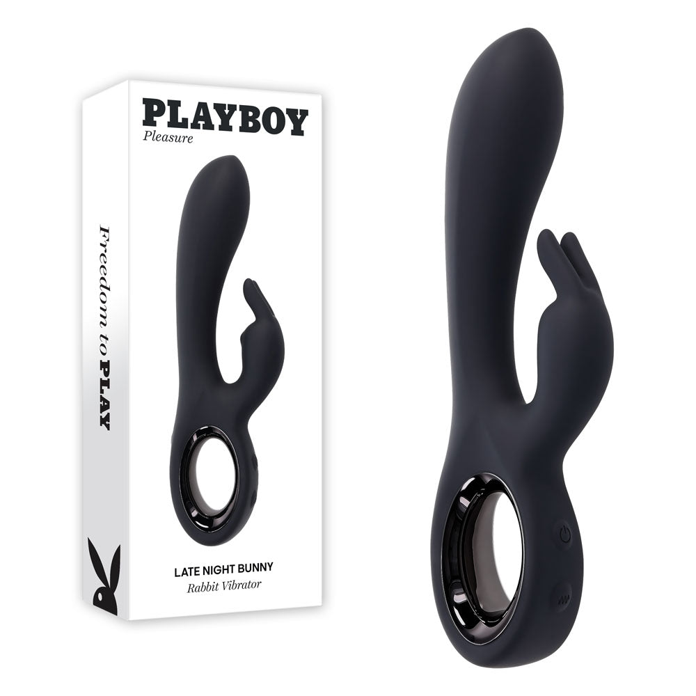 Playboy Pleasure LATE NIGHT BUNNY - Black 20 cm Rabbit Vibrator buy online Australia