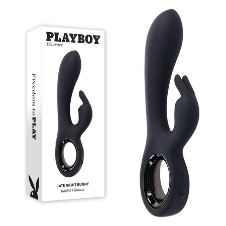 Playboy Pleasure LATE NIGHT BUNNY - Black 20 cm Rabbit Vibrator buy online Australia