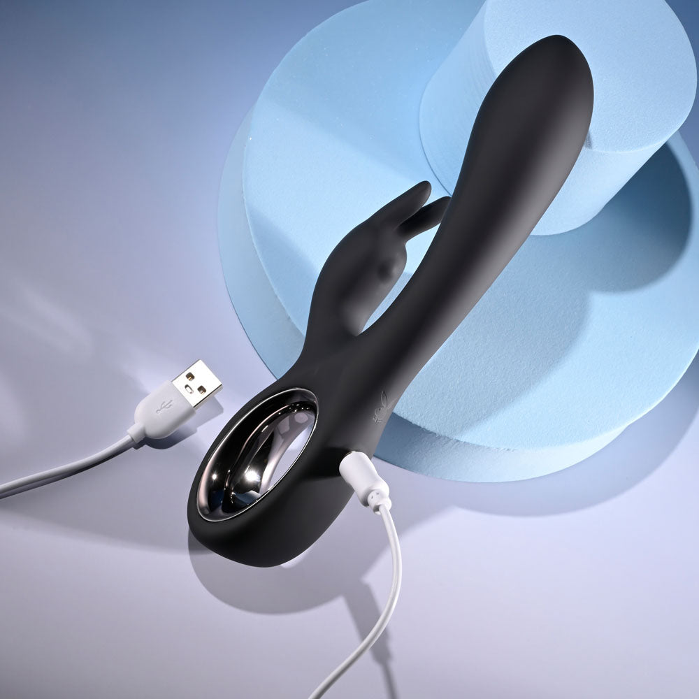 Playboy Pleasure LATE NIGHT BUNNY - Black 20 cm USB Rechargeable Rabbit Vibrator — view 9