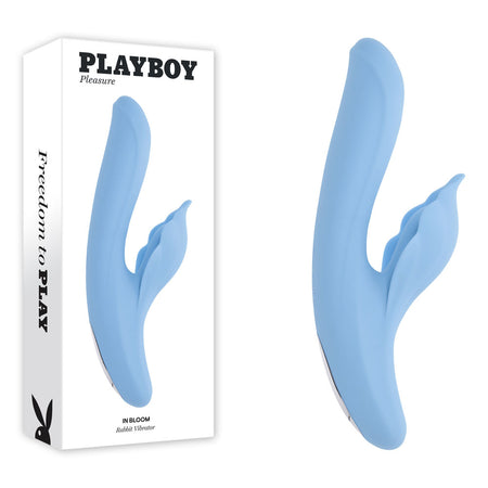 Playboy Pleasure IN BLOOM - Blue 23.5 cm Thrusting Tapping & Heating Dual Vibrator buy online Australia