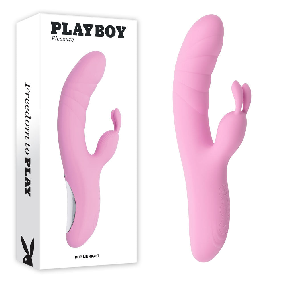 Playboy Pleasure RUB ME RIGHT - Pink 23.2 cm Thrusting Rabbit Vibrator buy online Australia