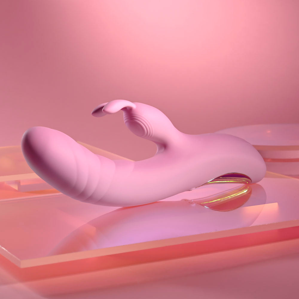 Playboy Pleasure RUB ME RIGHT - Pink 23.2 cm USB Rechargeable Thrusting Rabbit Vibrator — view 6
