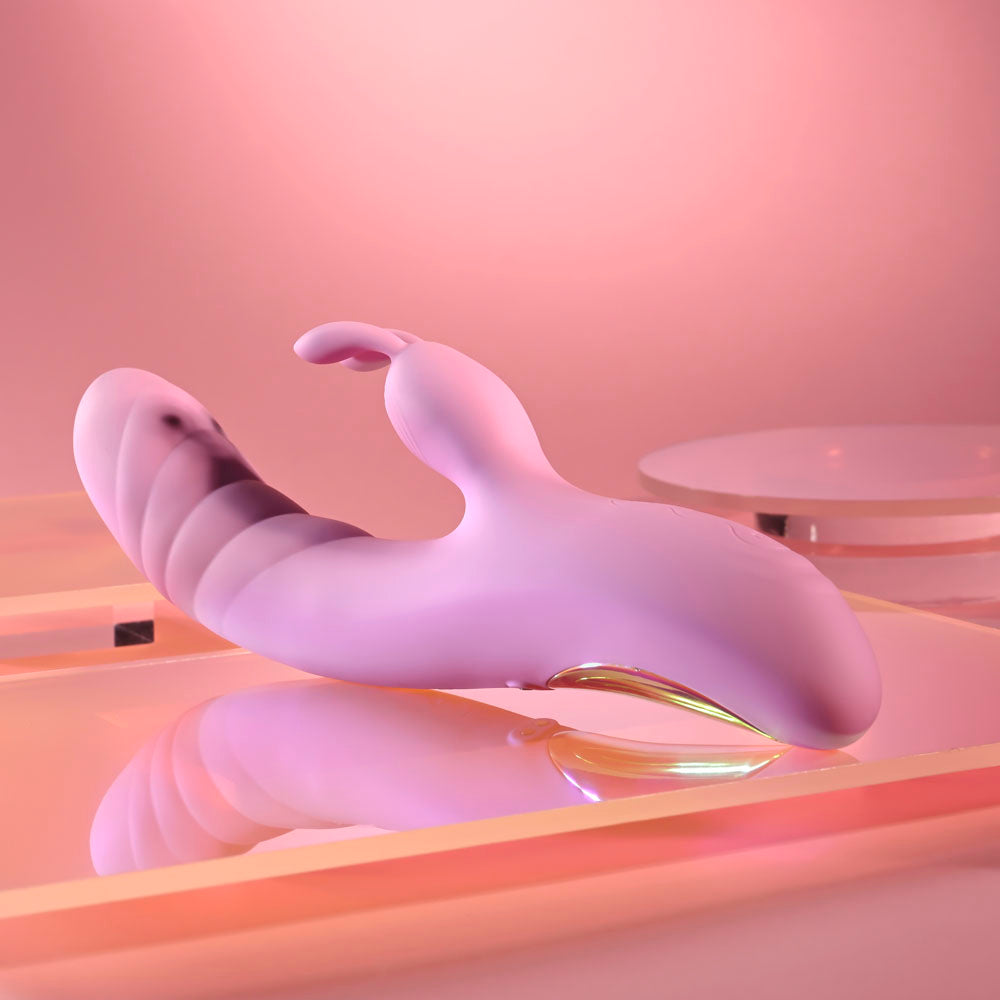 Playboy Pleasure RUB ME RIGHT - Pink 23.2 cm USB Rechargeable Thrusting Rabbit Vibrator — view 7