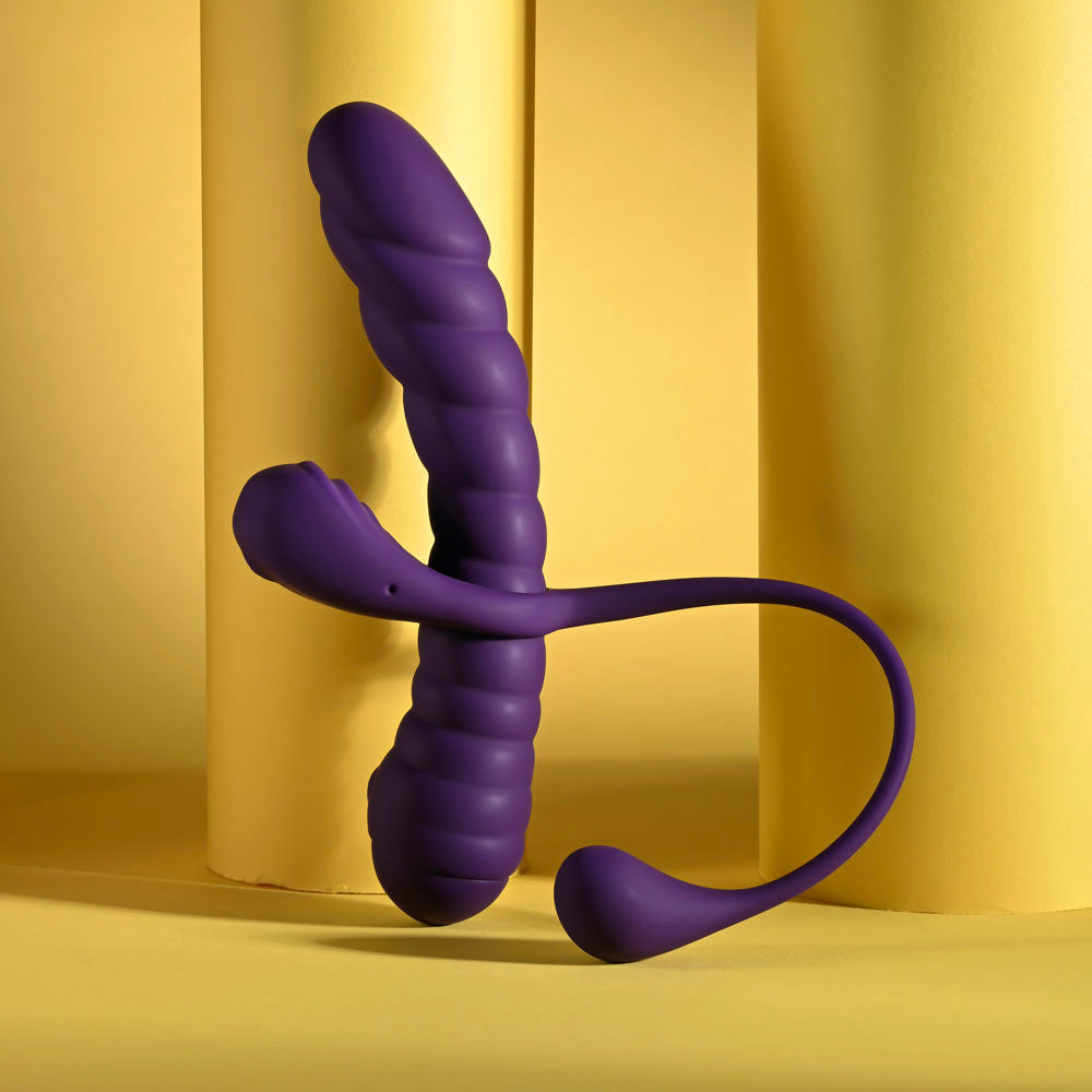 Playboy Pleasure TWISTED PLAYGROUND - Purple USB Rechargeable Vibrator and Cock Ring Kit — view 6