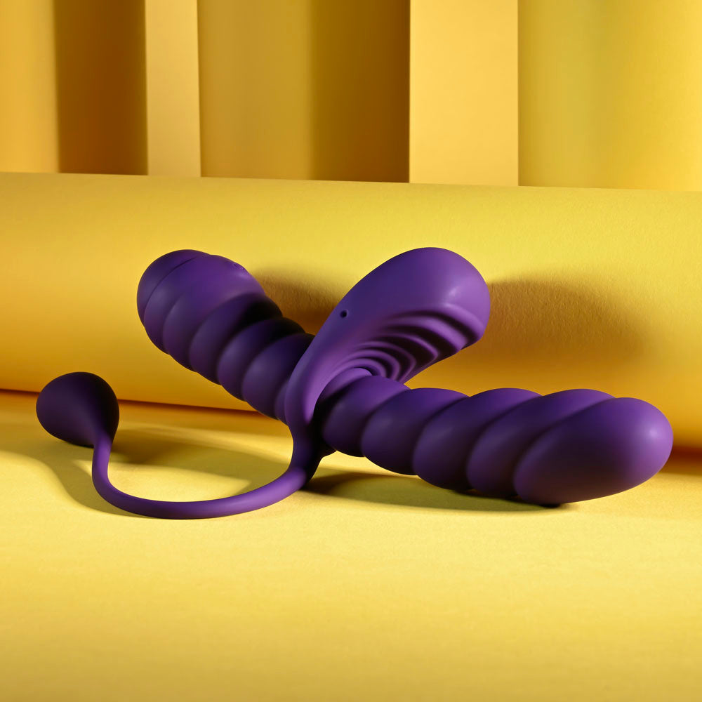 Playboy Pleasure TWISTED PLAYGROUND - Purple USB Rechargeable Vibrator and Cock Ring Kit — view 7