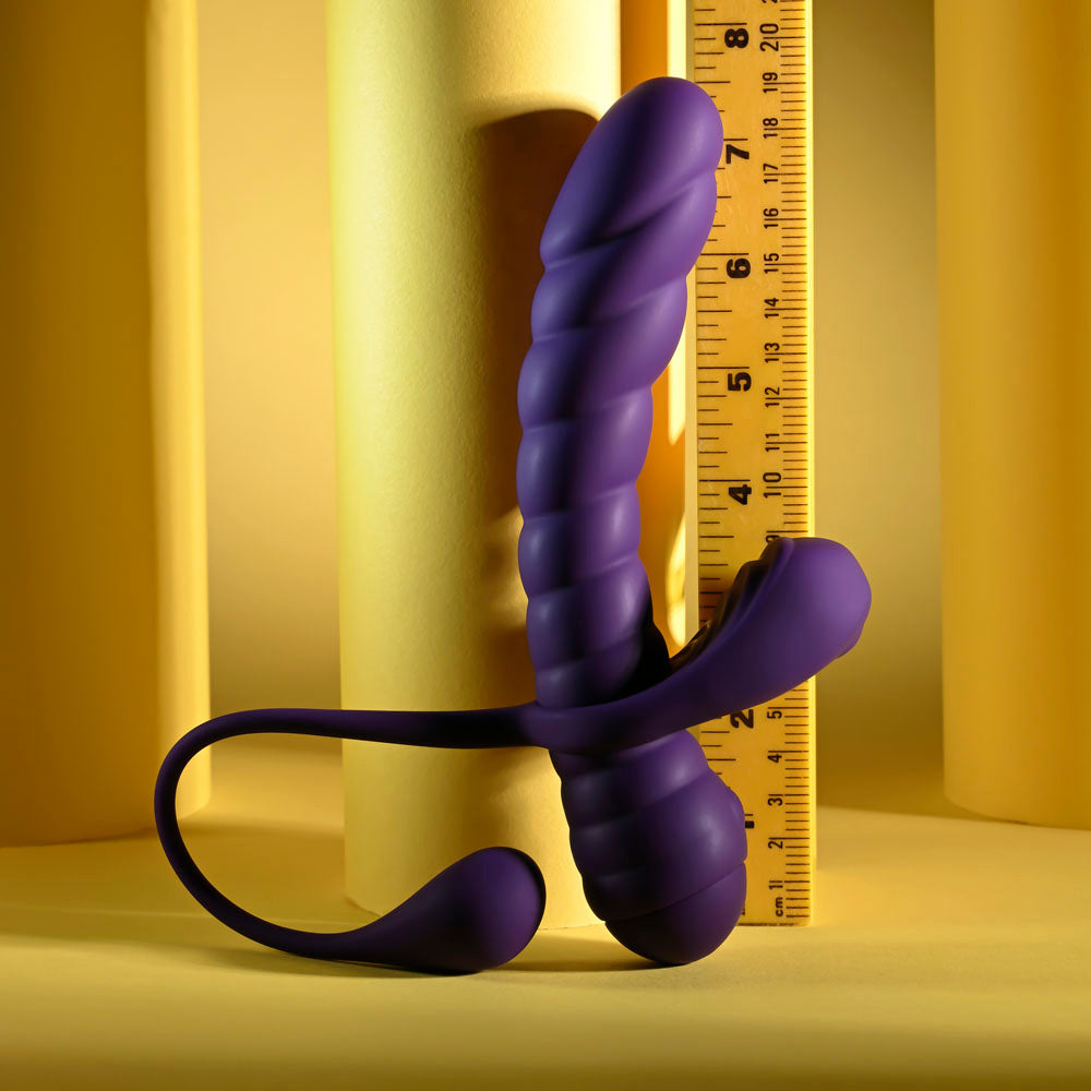 Playboy Pleasure TWISTED PLAYGROUND - Purple USB Rechargeable Vibrator and Cock Ring Kit — view 8