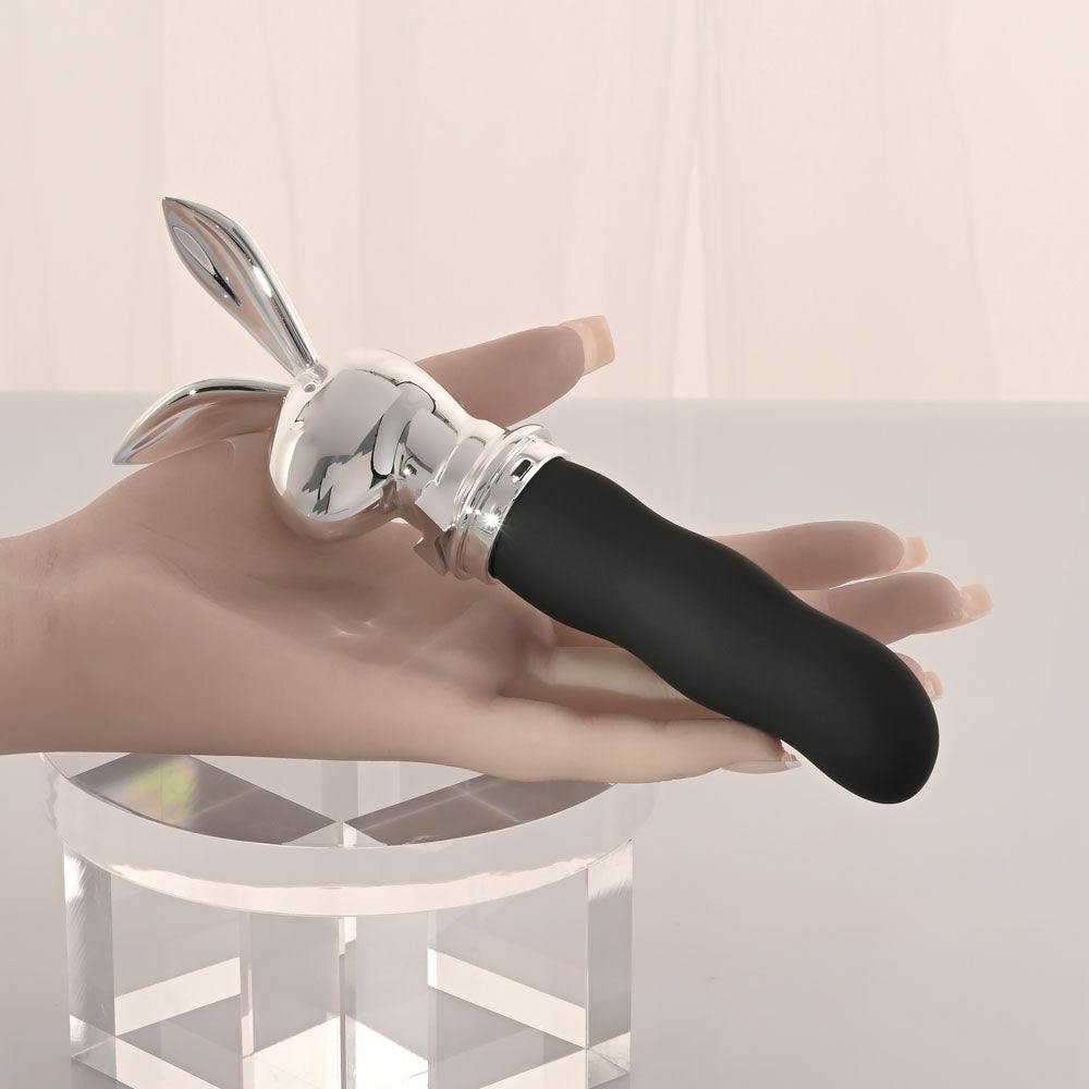 Playboy Pleasure BUNNY ON THE GO - Black/Chrome 18.6 cm USB-C Vibrator