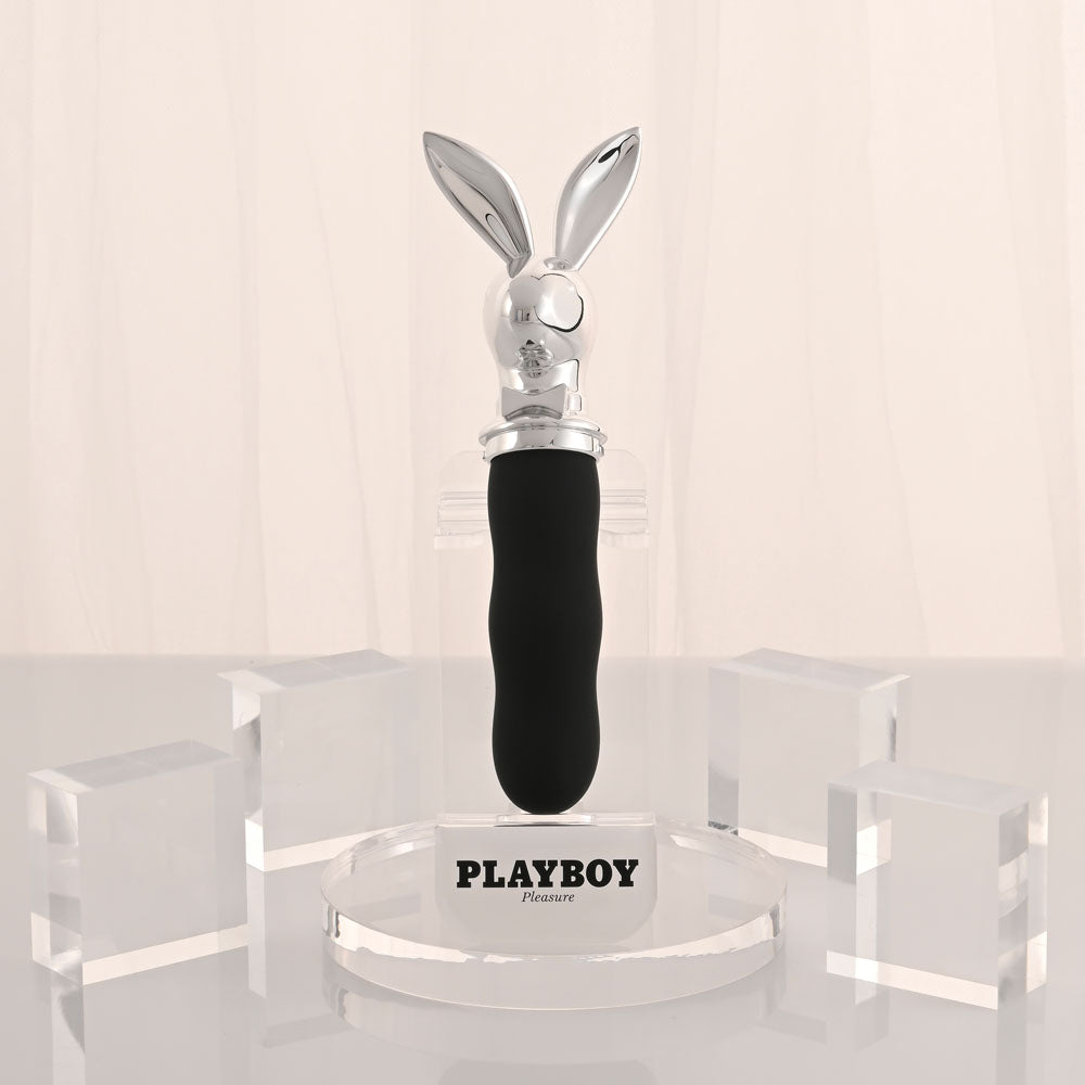 Playboy Pleasure BUNNY ON THE GO - Black/Chrome 18.6 cm USB-C Vibrator