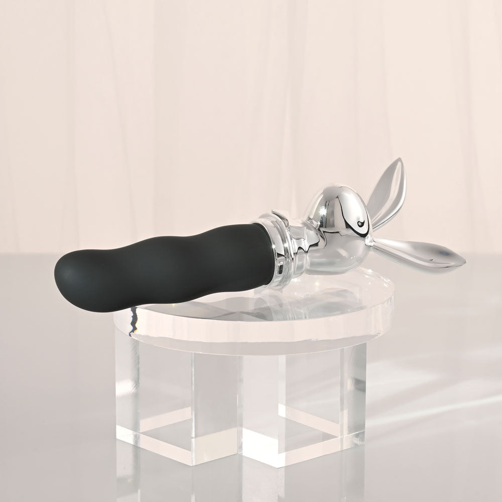 Playboy Pleasure BUNNY ON THE GO - Black/Chrome 18.6 cm USB-C Vibrator