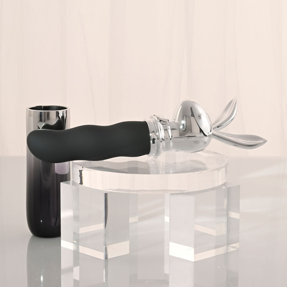Playboy Pleasure BUNNY ON THE GO - Black/Chrome 18.6 cm USB-C Vibrator