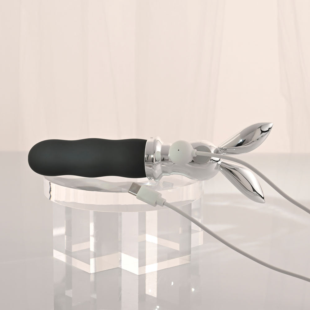 Playboy Pleasure BUNNY ON THE GO - Black/Chrome 18.6 cm USB-C Rechargeable Vibrator — view 9
