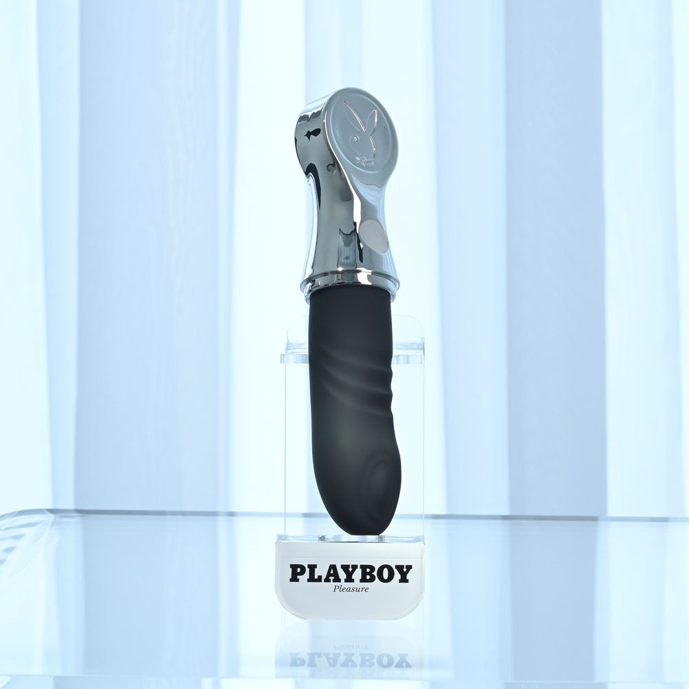 Playboy Pleasure BON VOYAGE - Black/Chrome 18.7 cm USB-C Tapping Vibrator