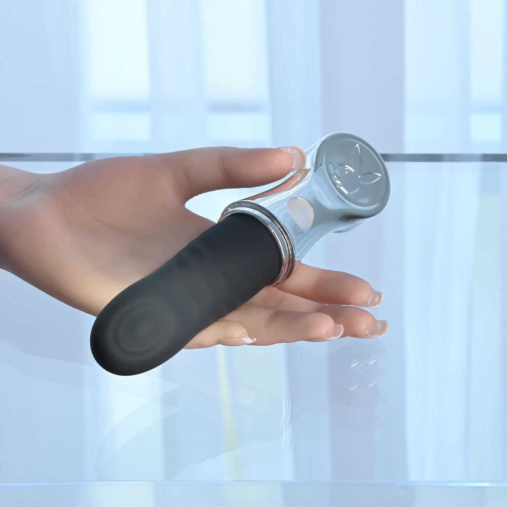 Playboy Pleasure BON VOYAGE - Black/Chrome 18.7 cm USB-C Tapping Vibrator