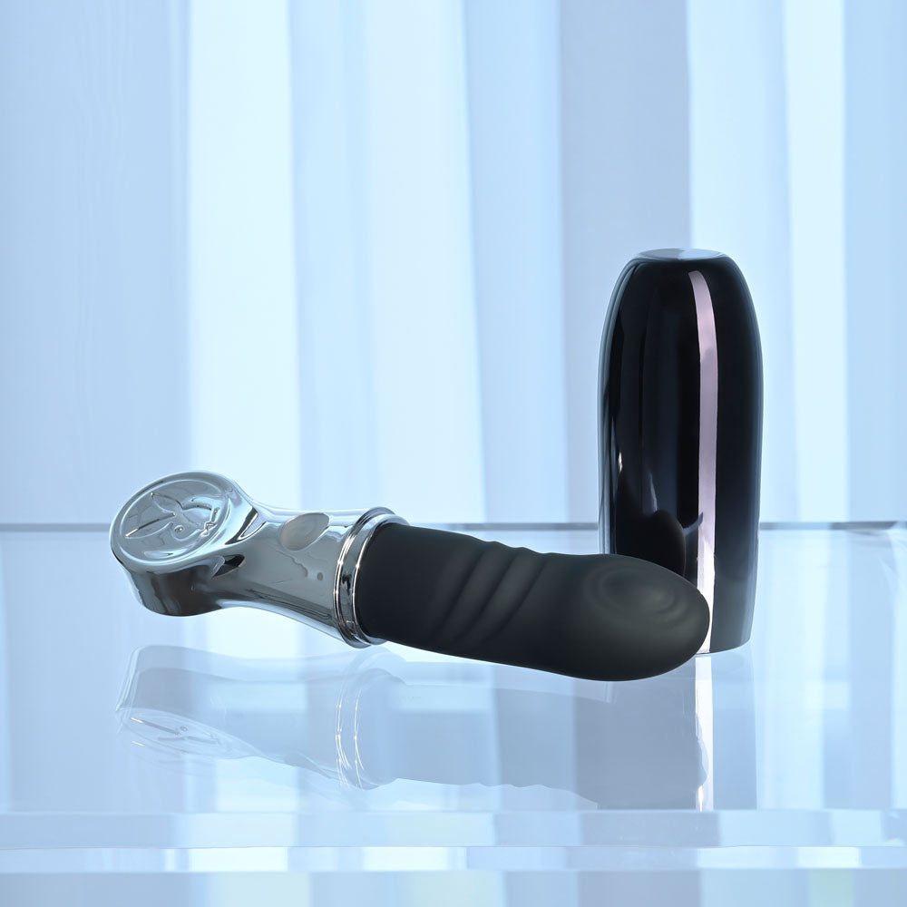 Playboy Pleasure BON VOYAGE - Black/Chrome 18.7 cm USB-C Tapping Vibrator