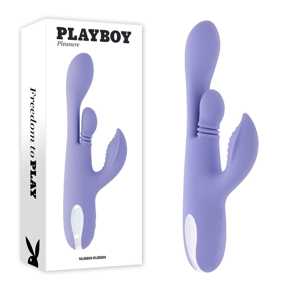 Playboy Pleasure NUBBIN RUBBIN - Purple 24.1 cm Thrusting Rabbit Vibrator buy online Australia
