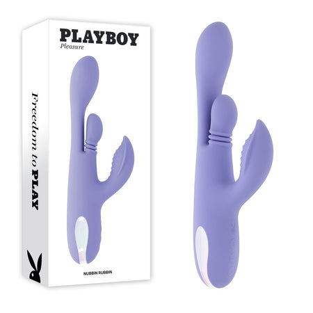 Playboy Pleasure NUBBIN RUBBIN - Purple 24.1 cm Thrusting Rabbit Vibrator buy online Australia