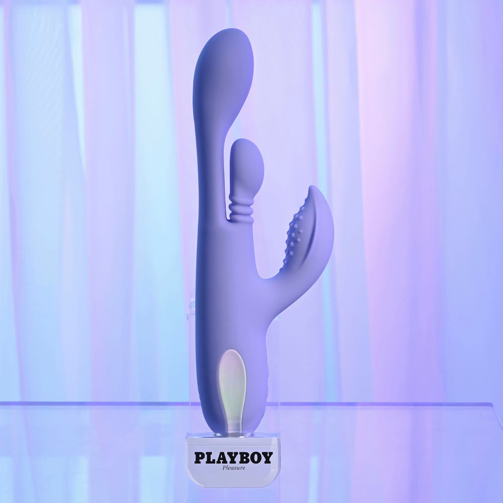 Playboy Pleasure NUBBIN RUBBIN - Purple 24.1 cm USB Rechargeable Thrusting Rabbit Vibrator — view 6