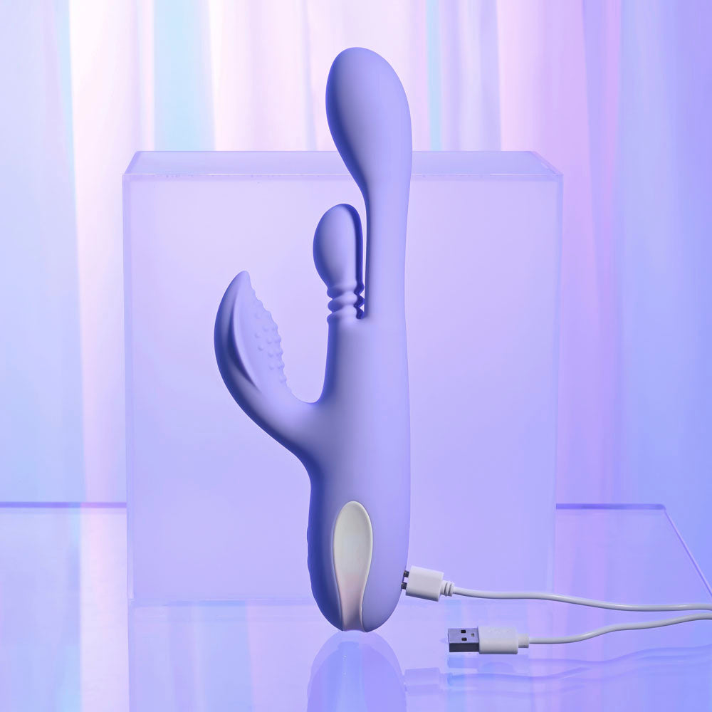 Playboy Pleasure NUBBIN RUBBIN - Purple 24.1 cm USB Rechargeable Thrusting Rabbit Vibrator — view 9