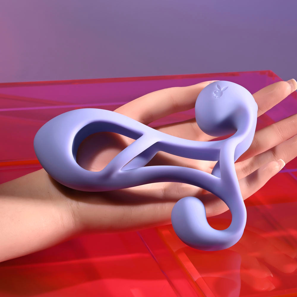 Playboy Pleasure FANTASY CAGE - Purple USB Rechargeable Vibrating Penis Sleeve — view 6