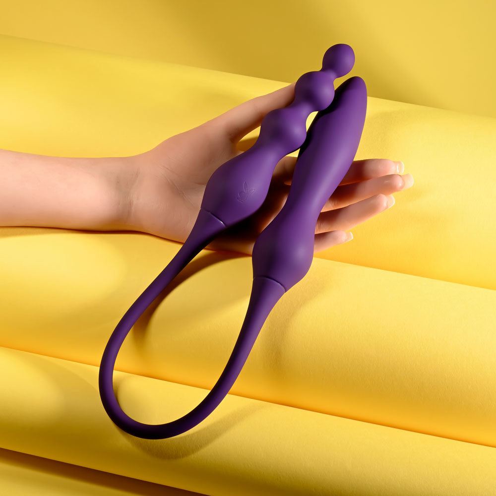 Playboy Pleasure THIS & THAT - Purple 60 cm USB Rechargeable Flexible Dual Ended Vibrator — view 7