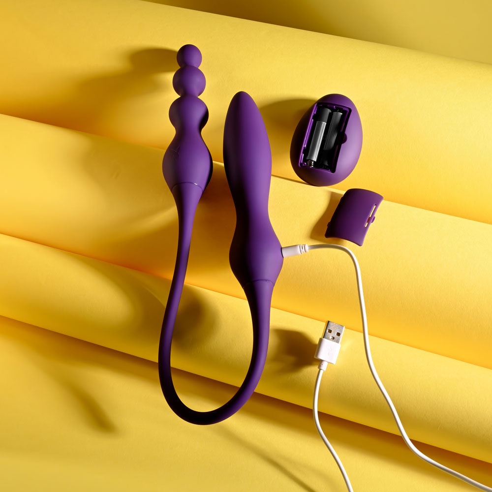 Playboy Pleasure THIS & THAT - Purple 60 cm USB Rechargeable Flexible Dual Ended Vibrator — view 9