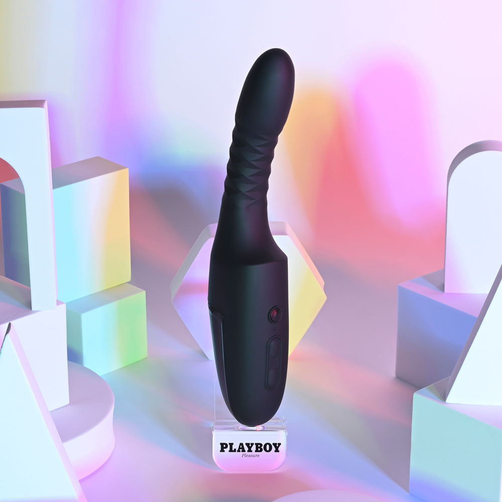 Playboy Pleasure OVERDRIVE - Black 28.2 cm USB Rechargeable Thrusting Vibrator — view 6
