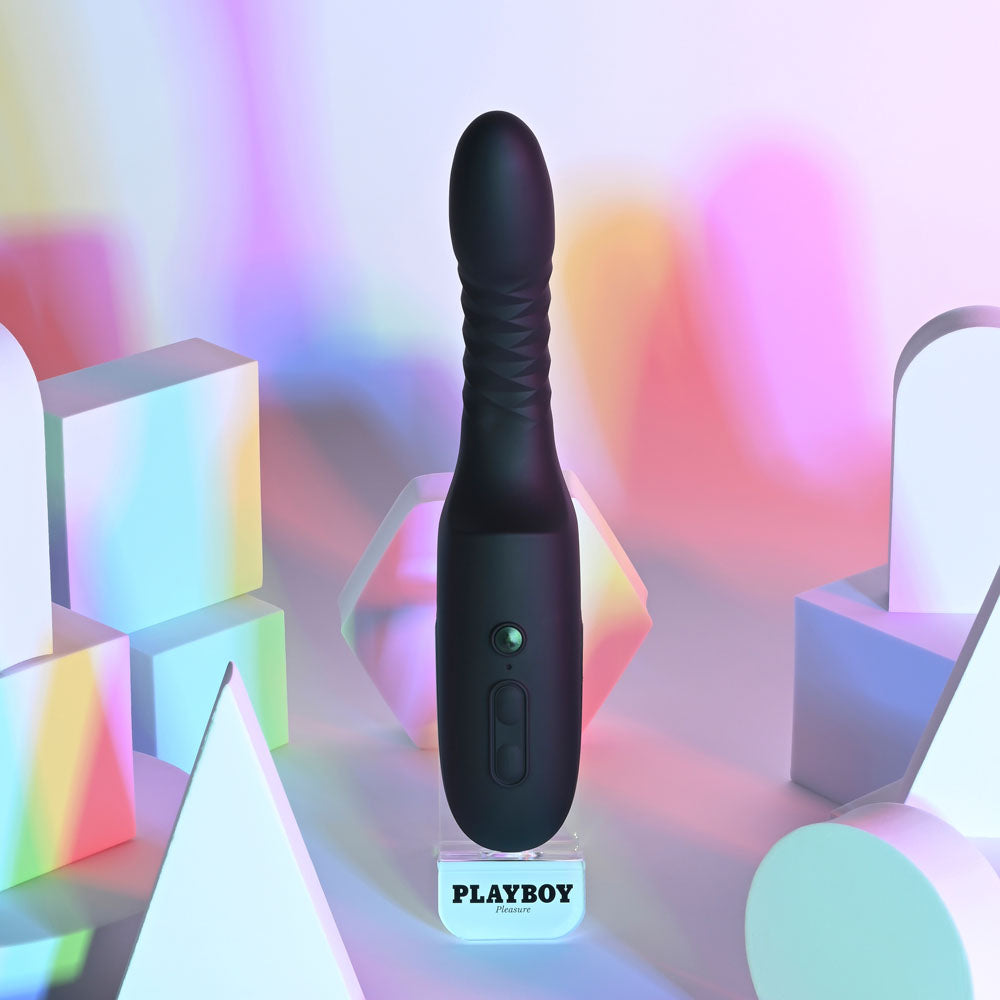 Playboy Pleasure OVERDRIVE - Black 28.2 cm USB Rechargeable Thrusting Vibrator — view 7