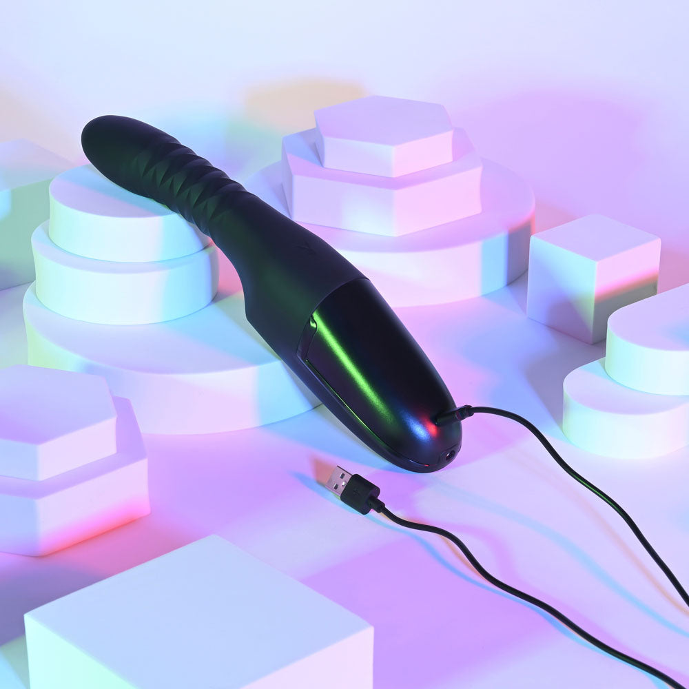 Playboy Pleasure OVERDRIVE - Black 28.2 cm USB Rechargeable Thrusting Vibrator — view 9