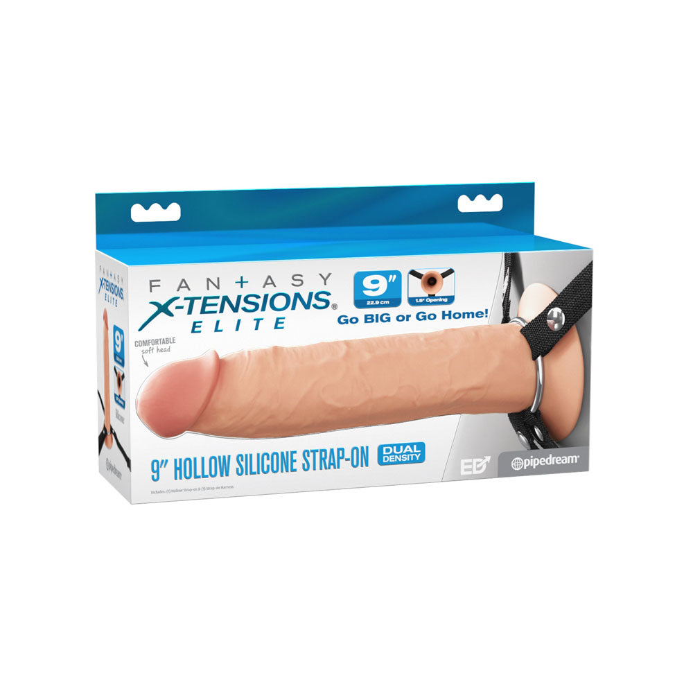 Fantasy X-Tensions Elite 9'' Silicone Hollow Strap-On - Flesh - Flesh 22.9 cm Hollow Strap-On — view 9
