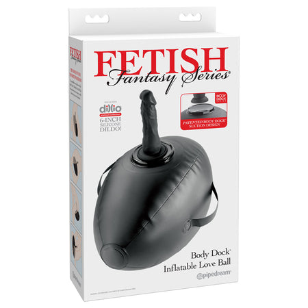 Fetish Fantasy Series Body Dock Inflatable Love Ball - Black Inflatable Cushion with Black 15.2 cm Dildo buy online Australia