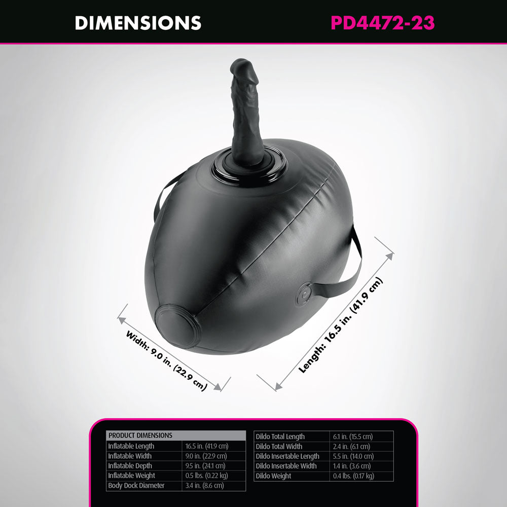 Fetish Fantasy Series Body Dock Inflatable Love Ball - Black Inflatable Cushion with Black 15.2 cm Dildo — view 6