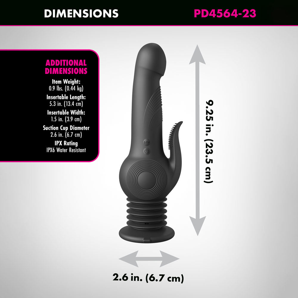 Fetish Fantasy Series Pogo Thruster - Black 23.5 cm Gyrating Rabbit Vibrator