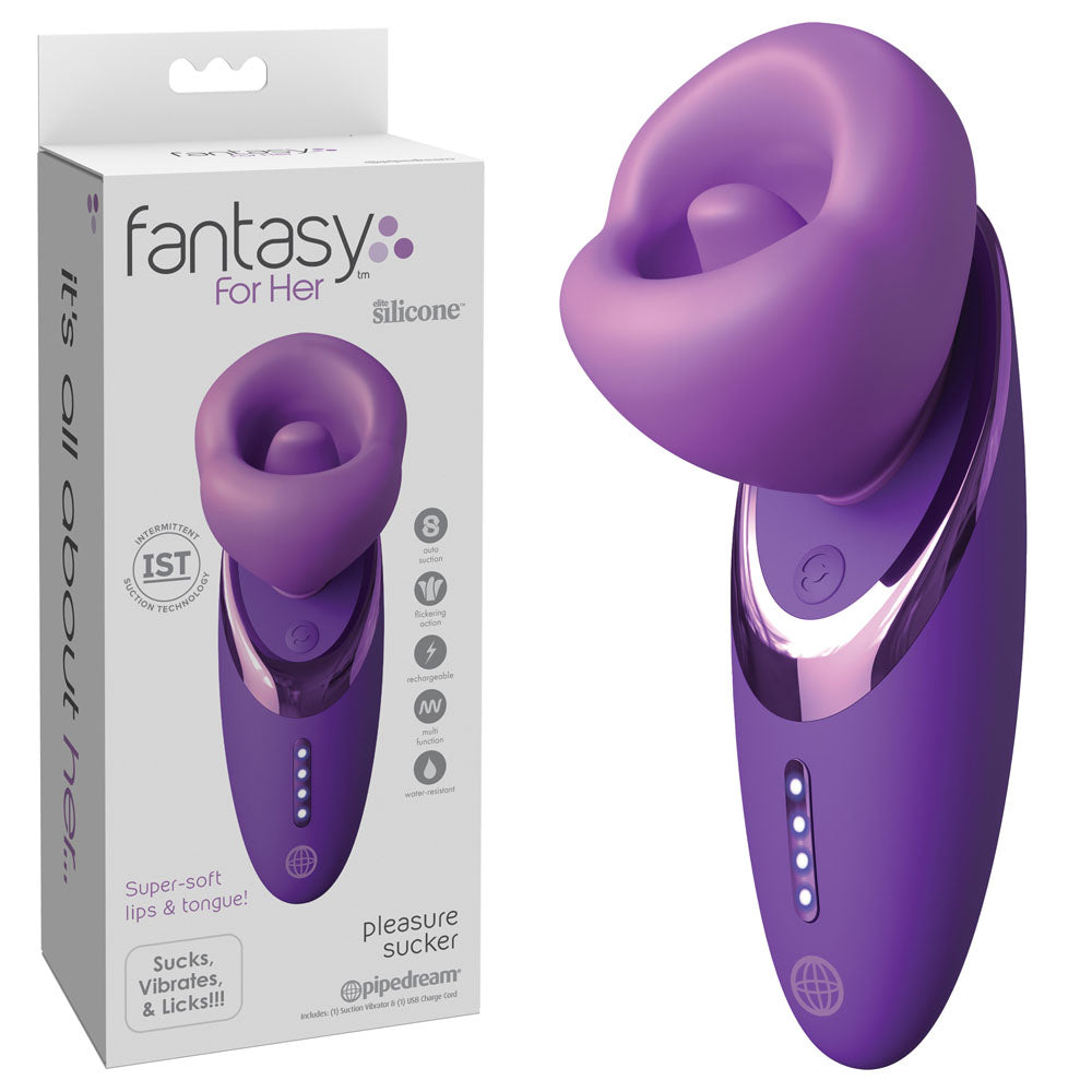 Fantasy For Her Pleasure Sucker - Purple USB Rechargeable Sucking, Licking & Vibrating Stimulator — view 8