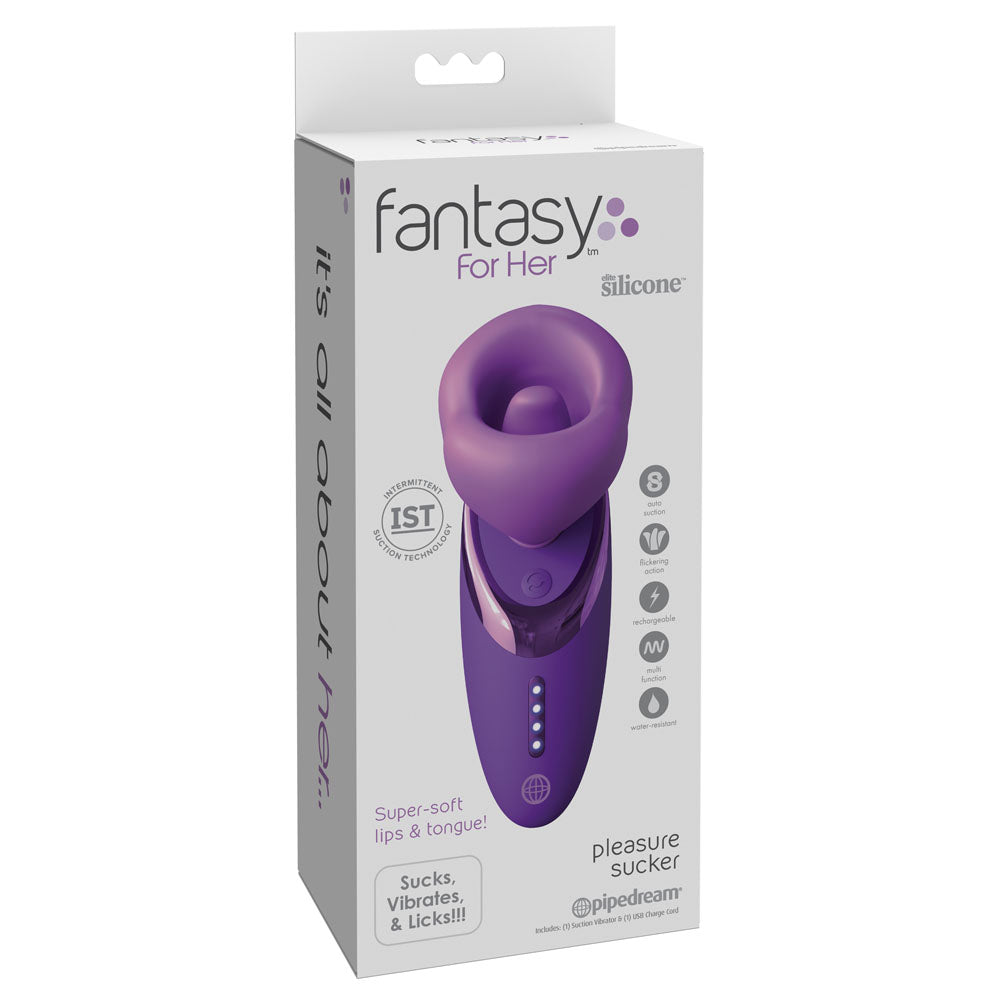 Fantasy For Her Pleasure Sucker - Purple USB Rechargeable Sucking, Licking & Vibrating Stimulator — view 7