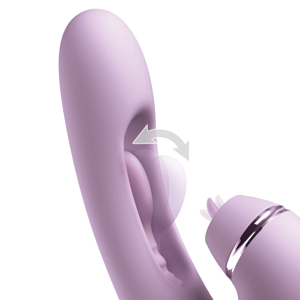 Fantasy For Her G-Touch Pulse Pro - Purple - Purple 23.4 cm USB Rechargeable Rabbit Vibrator with Flicking Shaft and Tip