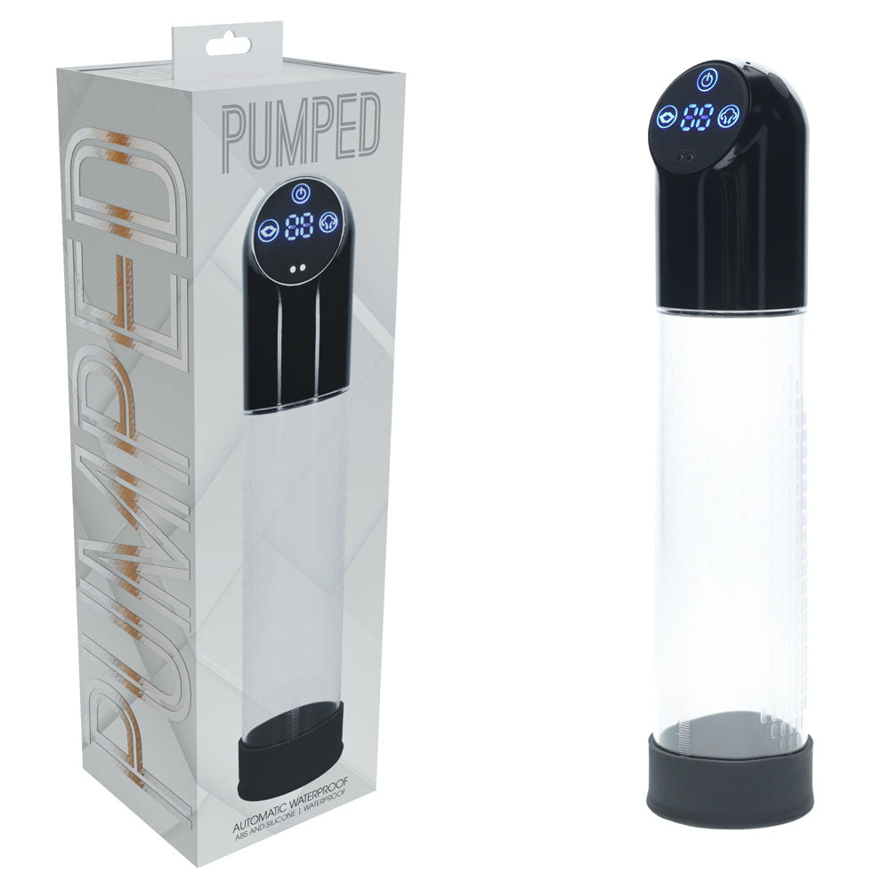PUMPED Automatic Waterproof Pump - Black - Black/Clear Automatic Penis Pump buy online Australia