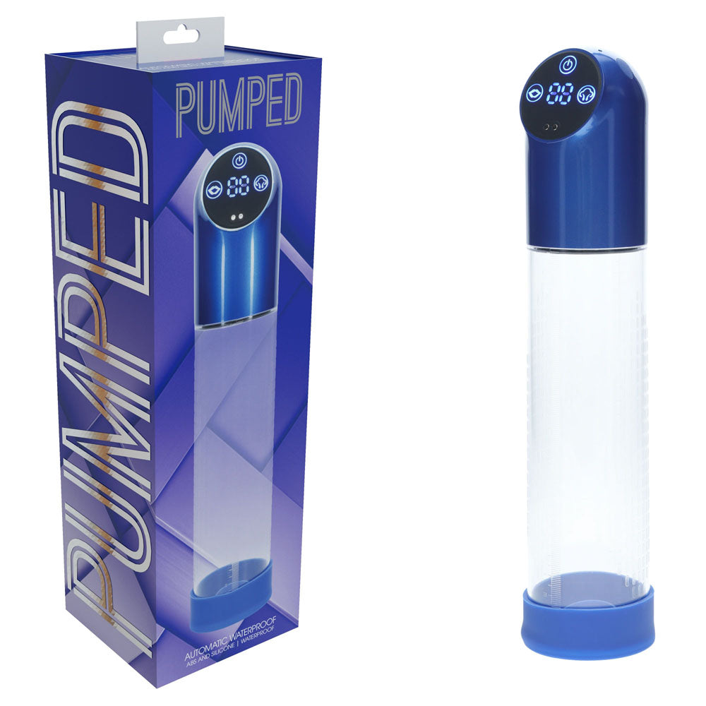 PUMPED Automatic Waterproof Pump - Metal Blue - Blue/Clear Automatic Penis Pump buy online Australia