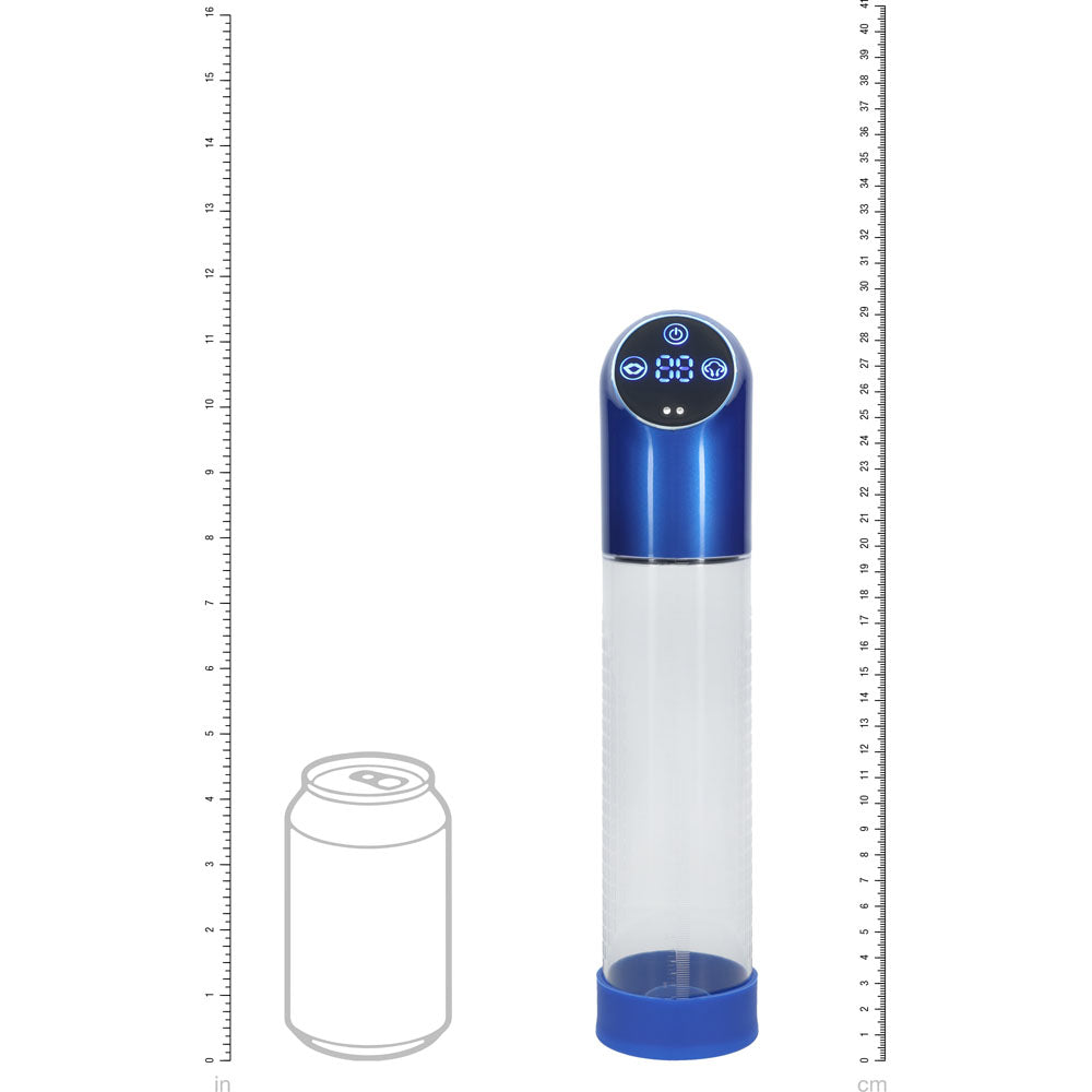 PUMPED Automatic Waterproof Pump - Metal Blue - Blue/Clear Automatic Penis Pump