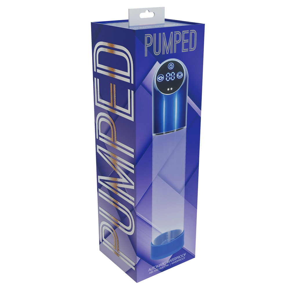 PUMPED Automatic Waterproof Pump - Metal Blue - Blue/Clear Automatic Penis Pump