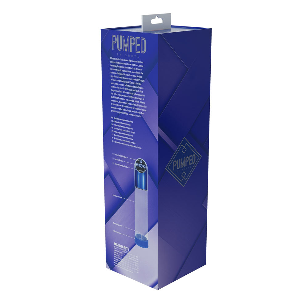 PUMPED Automatic Waterproof Pump - Metal Blue - Blue/Clear Automatic Penis Pump