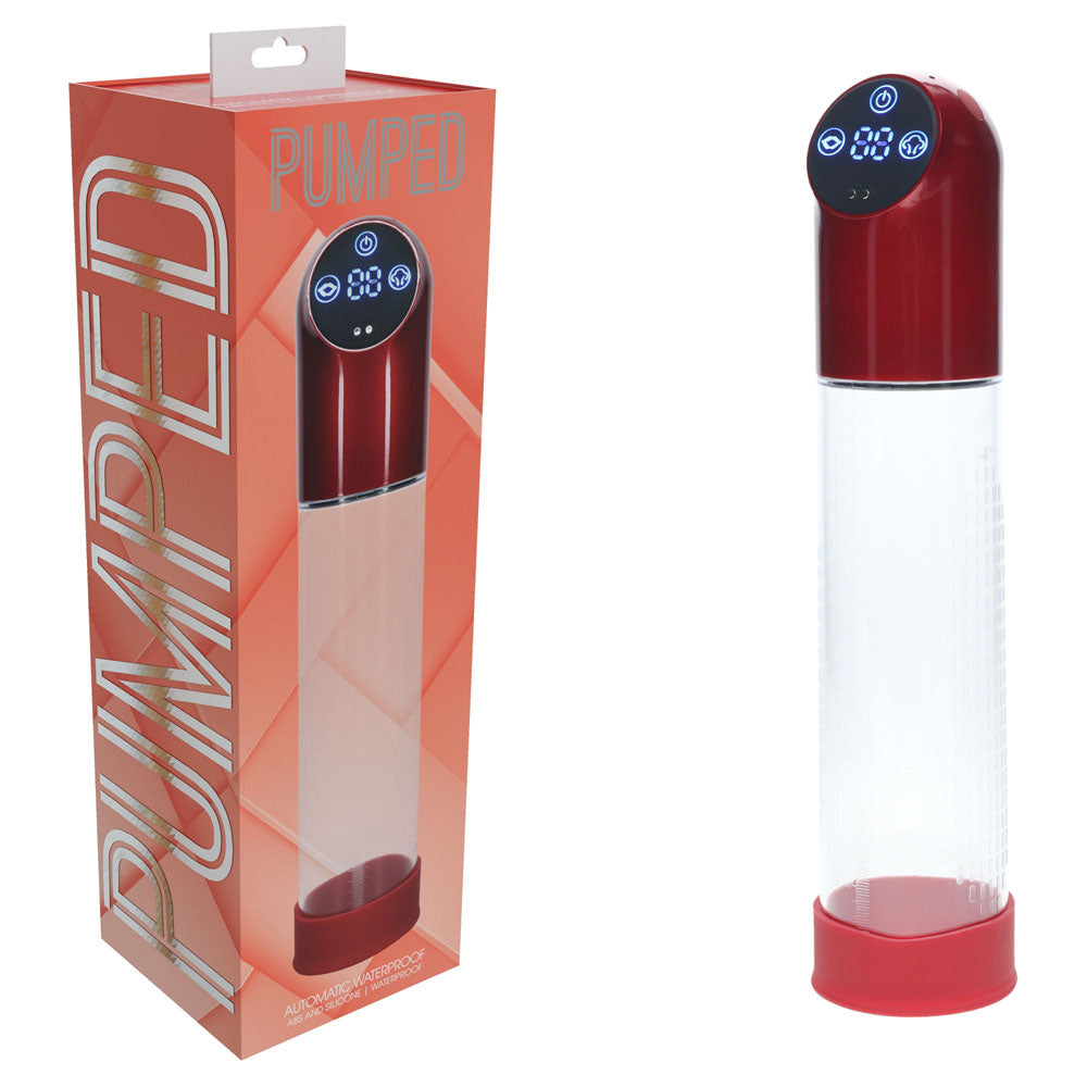 PUMPED Automatic Waterproof Pump - Metal Red - Red/Clear Automatic Penis Pump buy online Australia