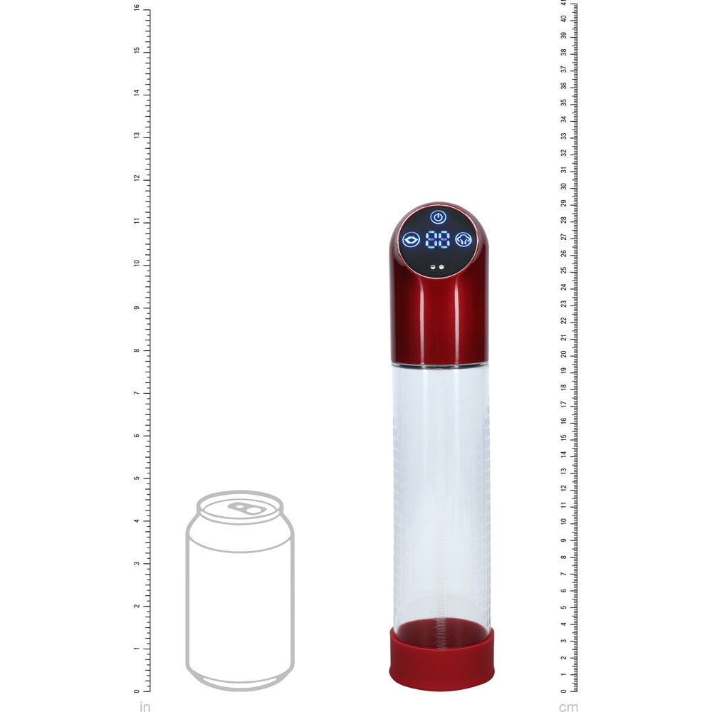 PUMPED Automatic Waterproof Pump - Metal Red - Red/Clear Automatic Penis Pump