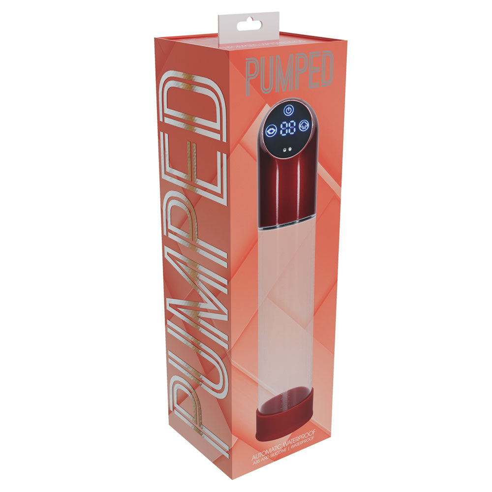 PUMPED Automatic Waterproof Pump - Metal Red - Red/Clear Automatic Penis Pump