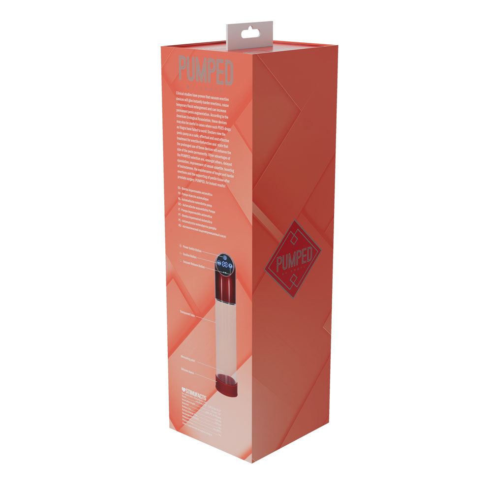 PUMPED Automatic Waterproof Pump - Metal Red - Red/Clear Automatic Penis Pump