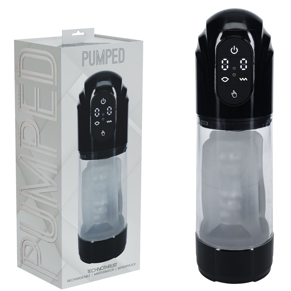 PUMPED TechnoThrust Auto Masturbator - Black/Clear Auto Maturbator buy online Australia